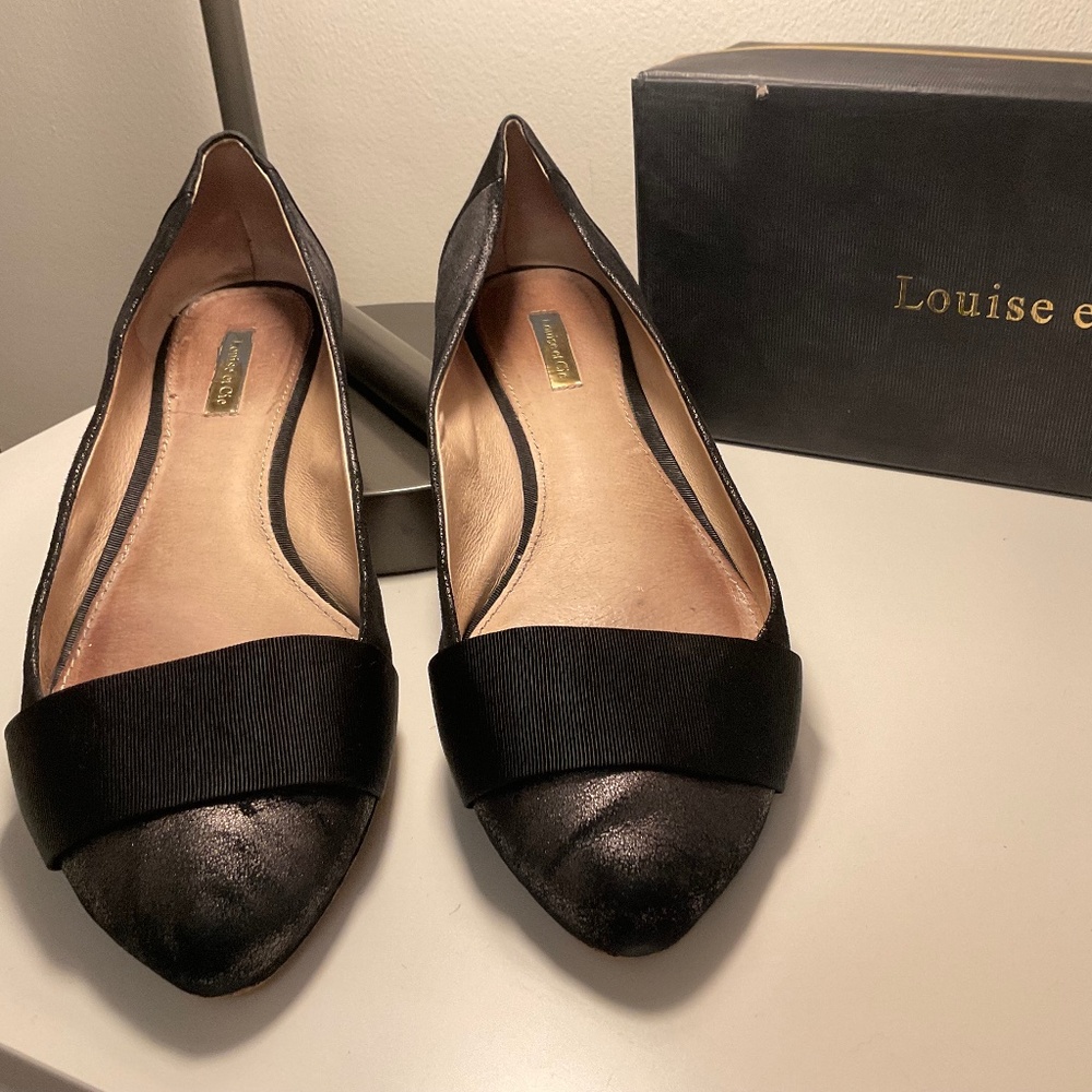 Louise et Cie French Silver Gray Black Dress Flat